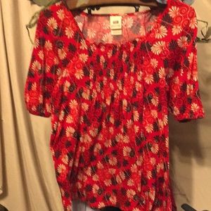 Red floral Faded Glory stretch blouse. Size med